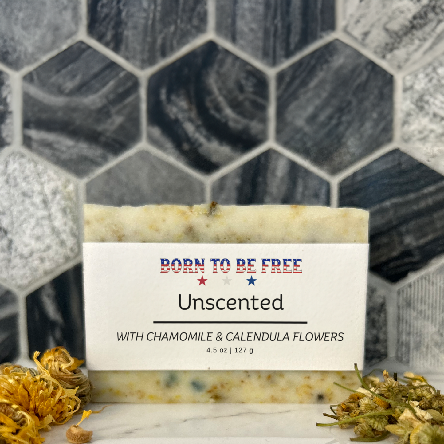 Dried Chamomile & Calendula Unscented Tallow Soap Bar